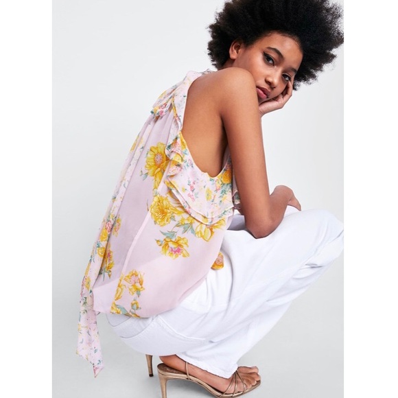 Nwt Zara floral print halter neck top In Women - Picture 5 of 8